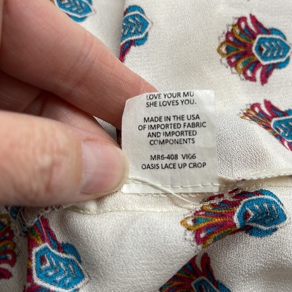 Show Me Your Mumu Oasis Lace-Up Short Sleeve Cropped Top Size XS - Picture 9 of 9